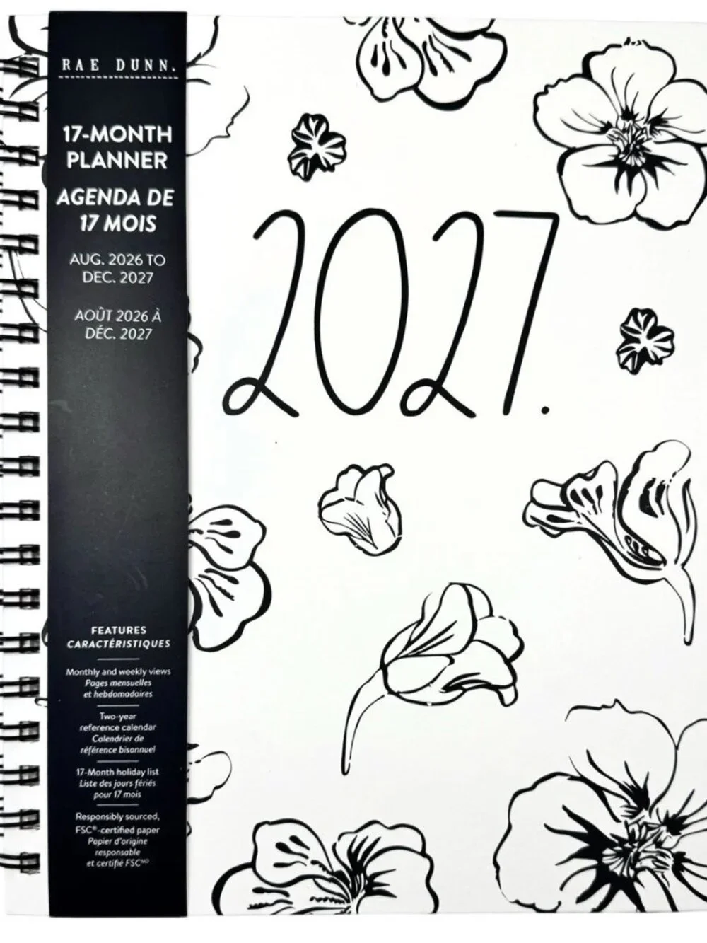 RAE DUNN Spiral Hard Cover 17-Month Calendar NWT